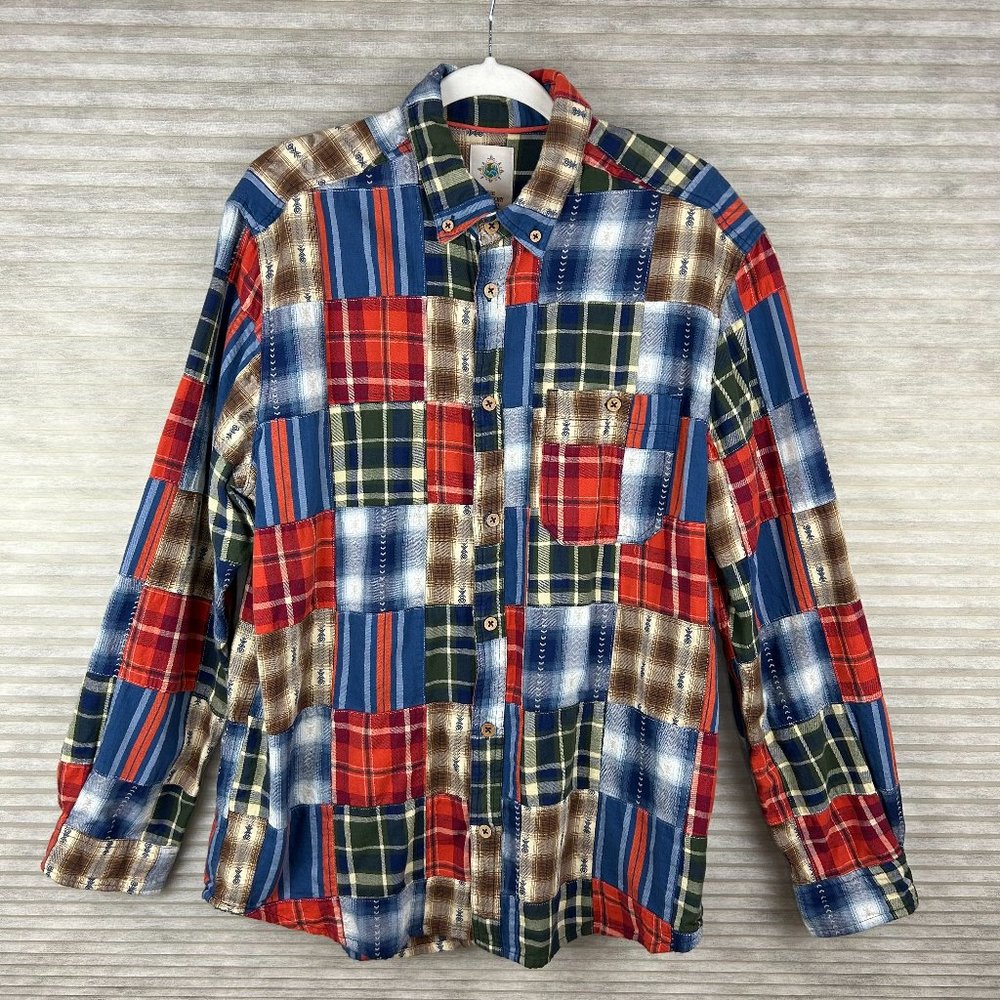 The Territory Ahead Emerson Patchwork Boho Plaid Southwestern Button Down Shirt